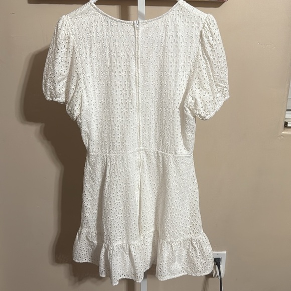 White Eyelet Dress with Ruffle Hem - Picture 4 of 5